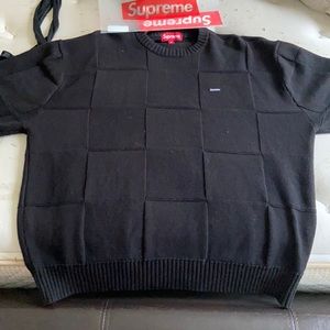 Supreme Tonal Checkerboard Small Box Sweater Black